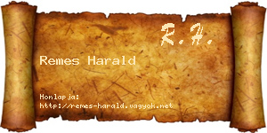 Remes Harald névjegykártya